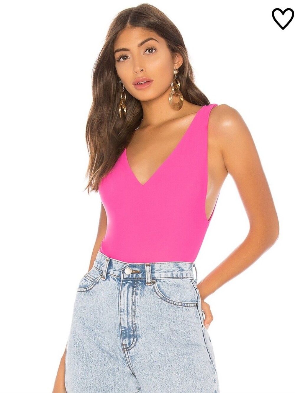 REVOLVE By The Way Pink Scoop Vneck Sleeveless Bodysuit Sz Small